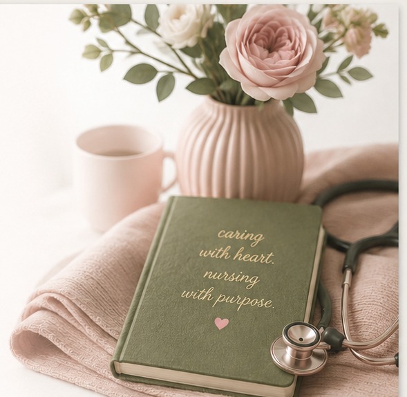 Soft rose, olive, and ivory nursing still life